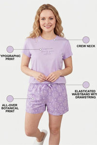 Sweet Dreams Typographic Printed Short Set - Cosmic Purple — thumbnail 3